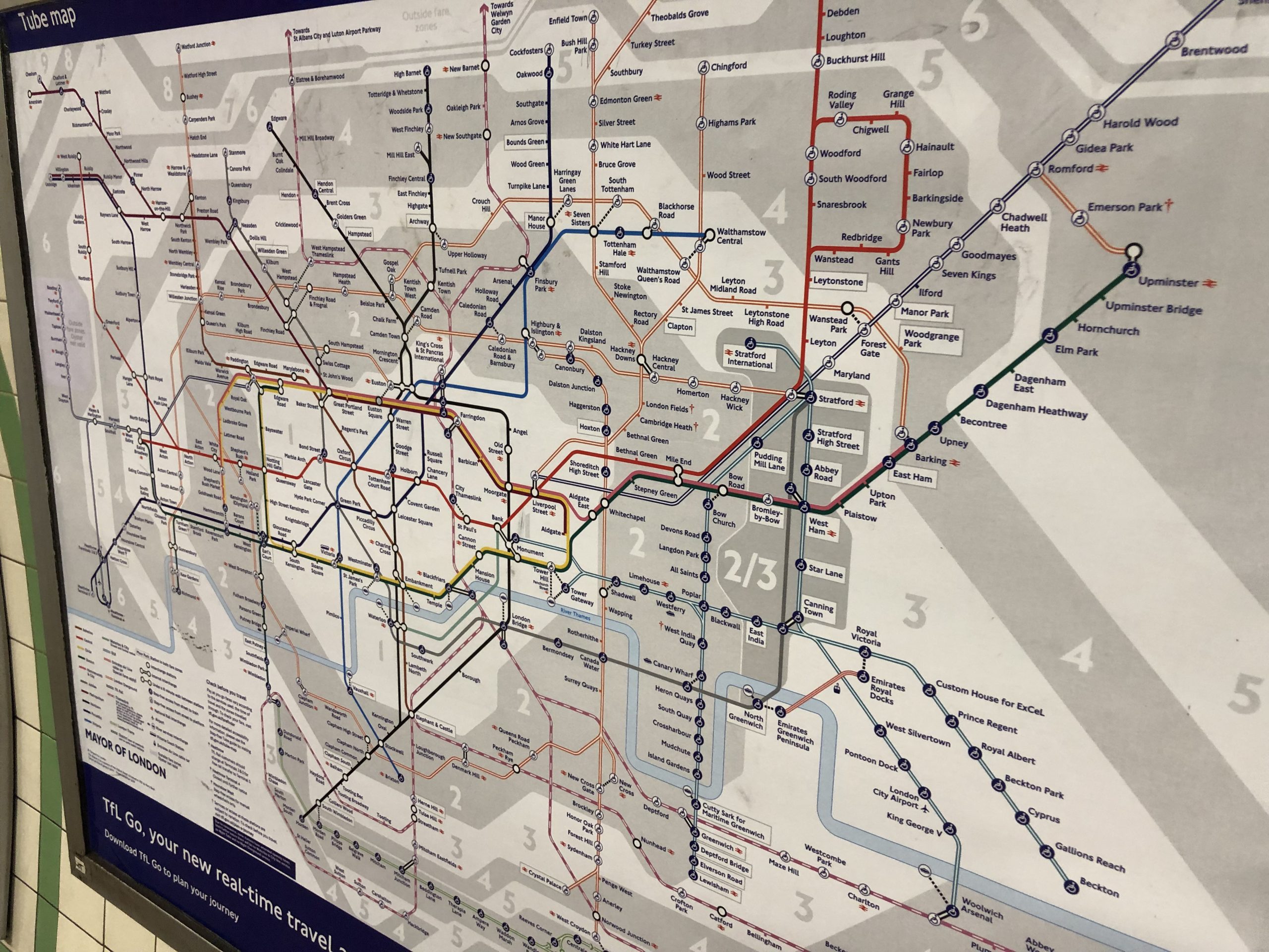 East, South, North and West London Tube Map